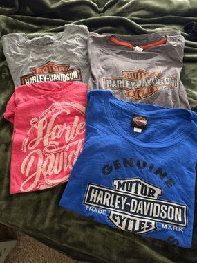 Four Harley-Davidson women’s Tees Bundle - Blue, Pink, Gray